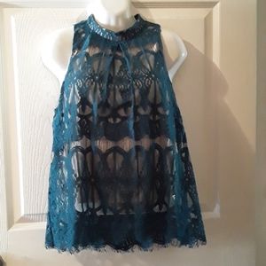 Love FIRE green lace halter blouse